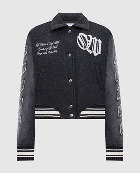 Off-White Сірий бомбер Gothic Class з вовною 2EK00MF25DEN001