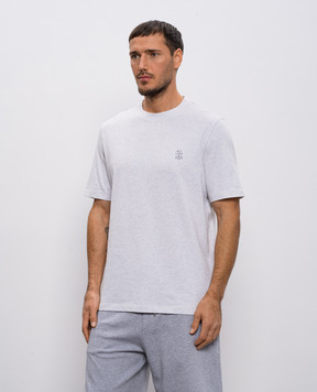 Brunello Cucinelli Серая меланжевая футболка с принтом эмблемы M0B138440