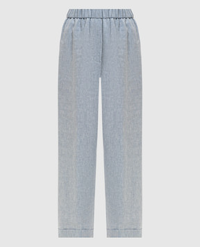 Peserico Голубые брюки из льна с отворотами P0430102629