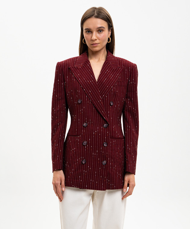 Dolce&Gabbana Бордовий двобортний жакет Taormina в смужку F29WPTFBMFW зображення 2