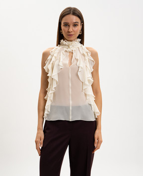 Alexander McQueen Топ із шовку з рюшами 846784QBADS