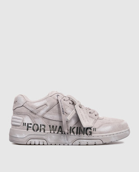 Off-White Серые замшевые кроссовки ООО For Walking с логотипом OMIA189F25LEA00B