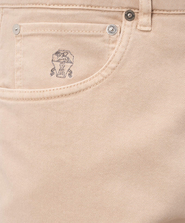 Brunello Cucinelli Бежеві джинси з патчем та емблемою M277PX1290 зображення 5