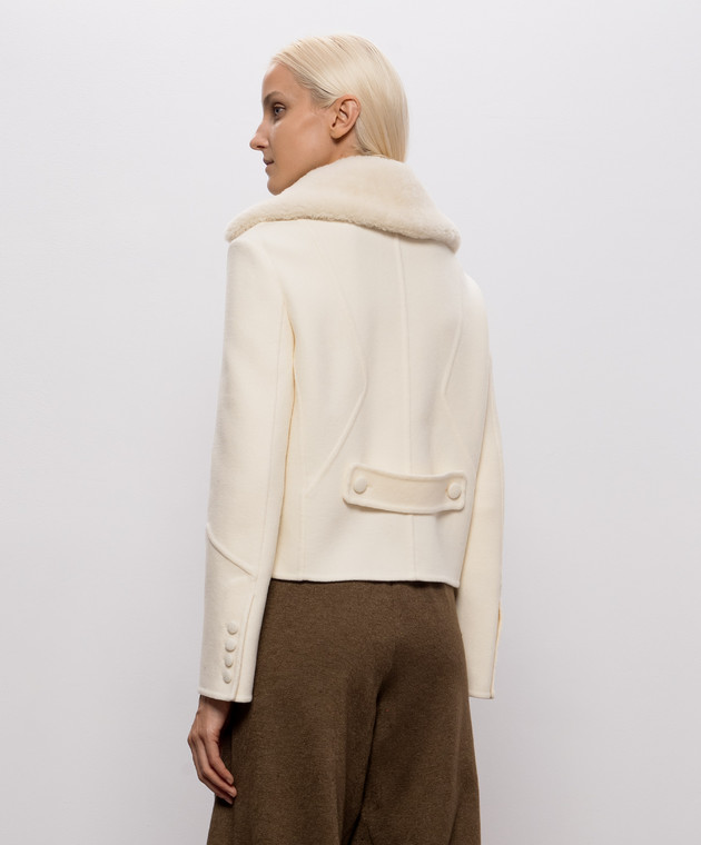 Ermanno Scervino Куртка цвета айвори из шерсти с мехом D496I311SHZBG изображение 4