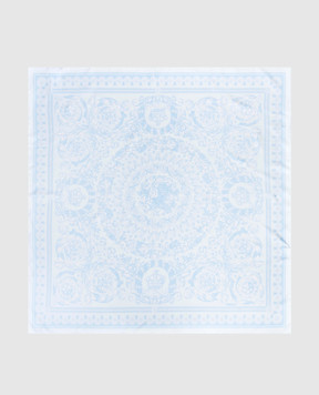 Versace Блакитна хустка із шовку в брендовий принт 10016001A10002
