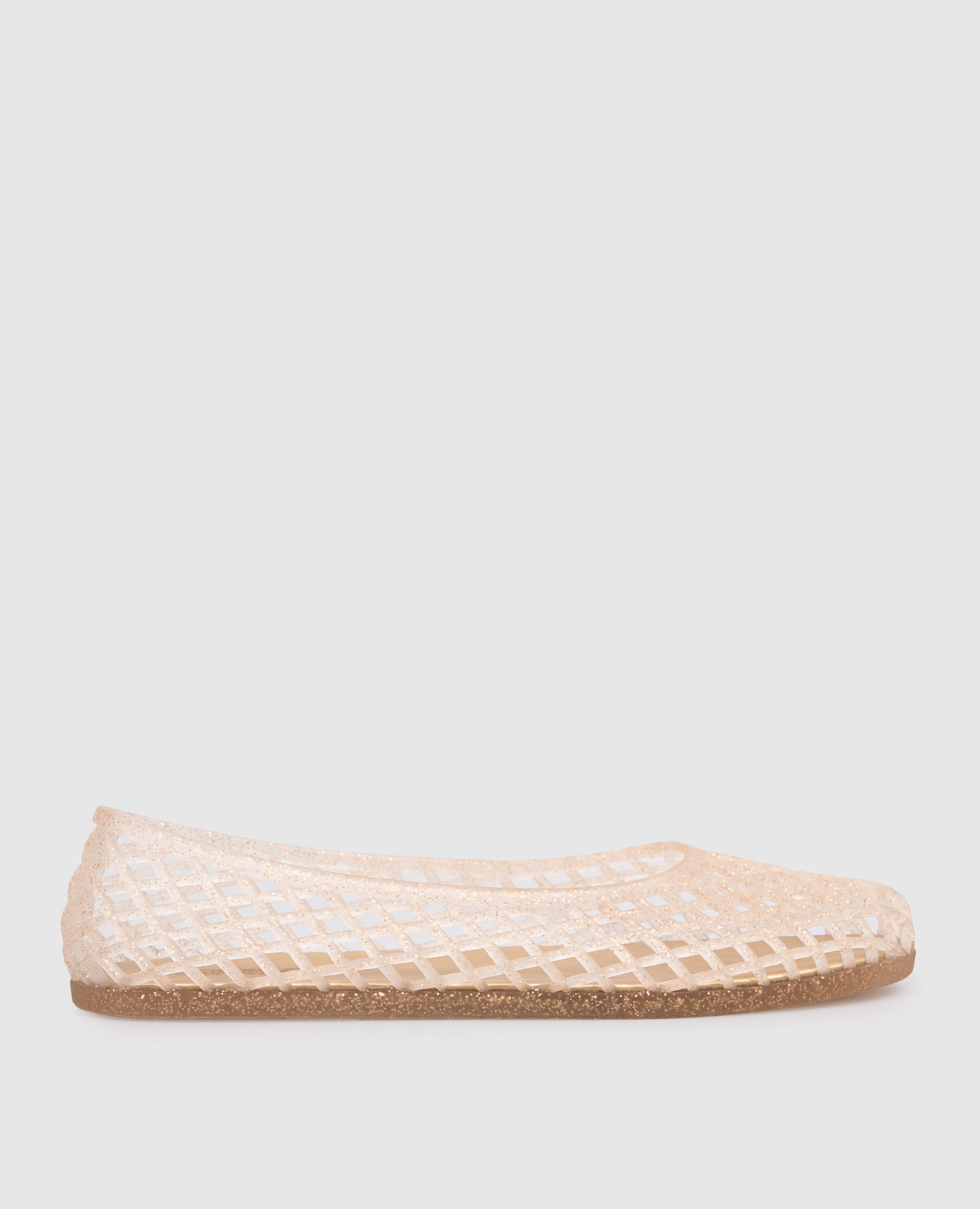Бежевые балетки Jelly с глитером