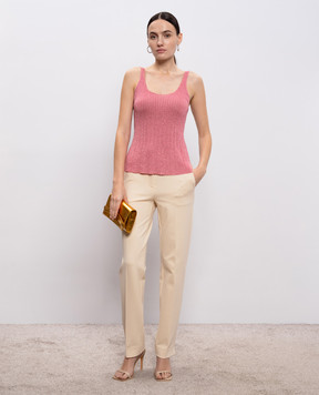 Twinset Розовый топ в рубчике с люрексом 261TP3041