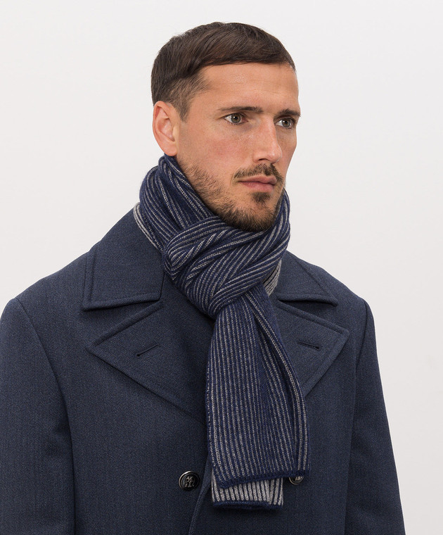 Brunello Cucinelli Синий шарф из кашемира M2295700 изображение 2