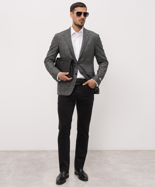 Canali Зелений піджак з вовни в клітинку CF0279823275 зображення 2
