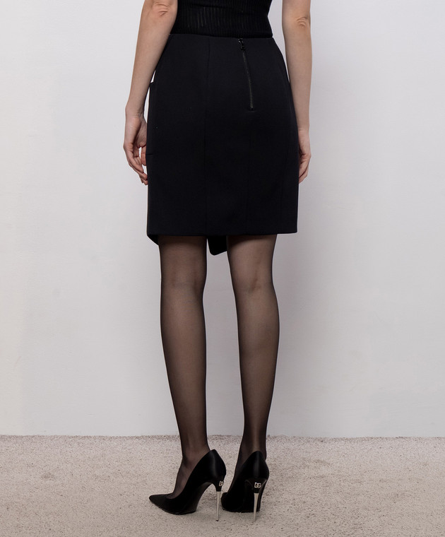 Balmain Черная юбка из шерсти HF1LBB22WC09 изображение 4