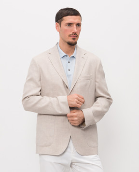 Peserico Бежевый пиджак из льна, шерсти и шелка R5150908275