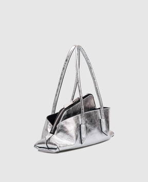 The Attico Серебристая кожаная сумка-тоут La Passeggiata 250WAH00058LBT070AA