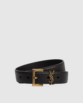 Saint Laurent Черный кожаный ремень Cassandre 634440DTI0W