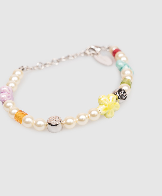 Off-White Белый браслет с брендовыми бусинами OWOA12XS26MET001 изображение 3