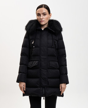 Moncler Чорний пуховик Aphroti з хутром K20931C00036C0059