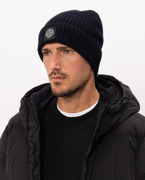Stone Island Синя шапка з вовни L2S15N100012S00B4