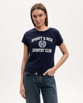Sporty & Rich Синя футболка з принтом логотипа TO11176218BL106