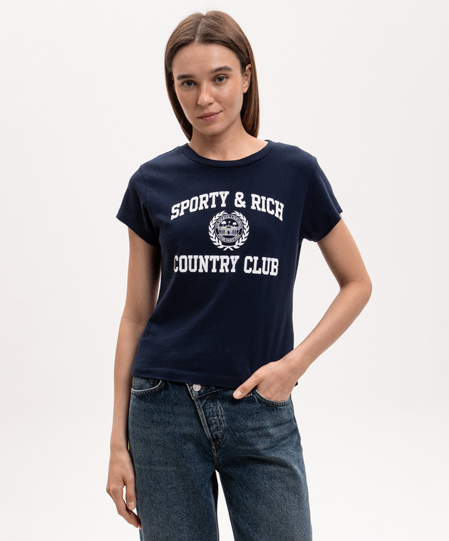 Sporty & Rich Синя футболка з принтом логотипа TO11176218BL106 зображення 3