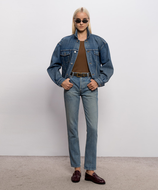 Saint Laurent Синяя куртка джинсовая с патчем логотипа 874269Y18HA изображение 2