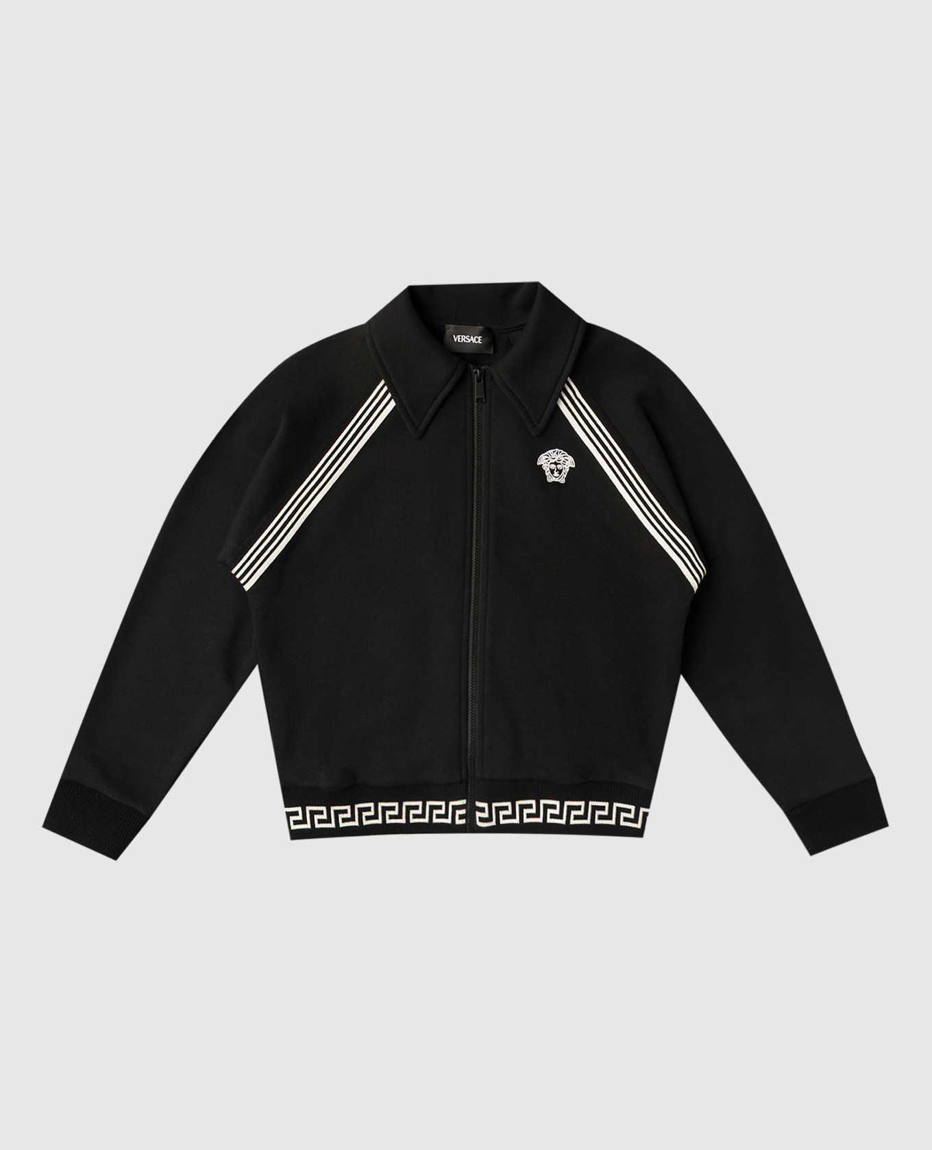 

Детская черная спортивная куртка с вышивкой эмблемы, Черный, Спортивные куртки