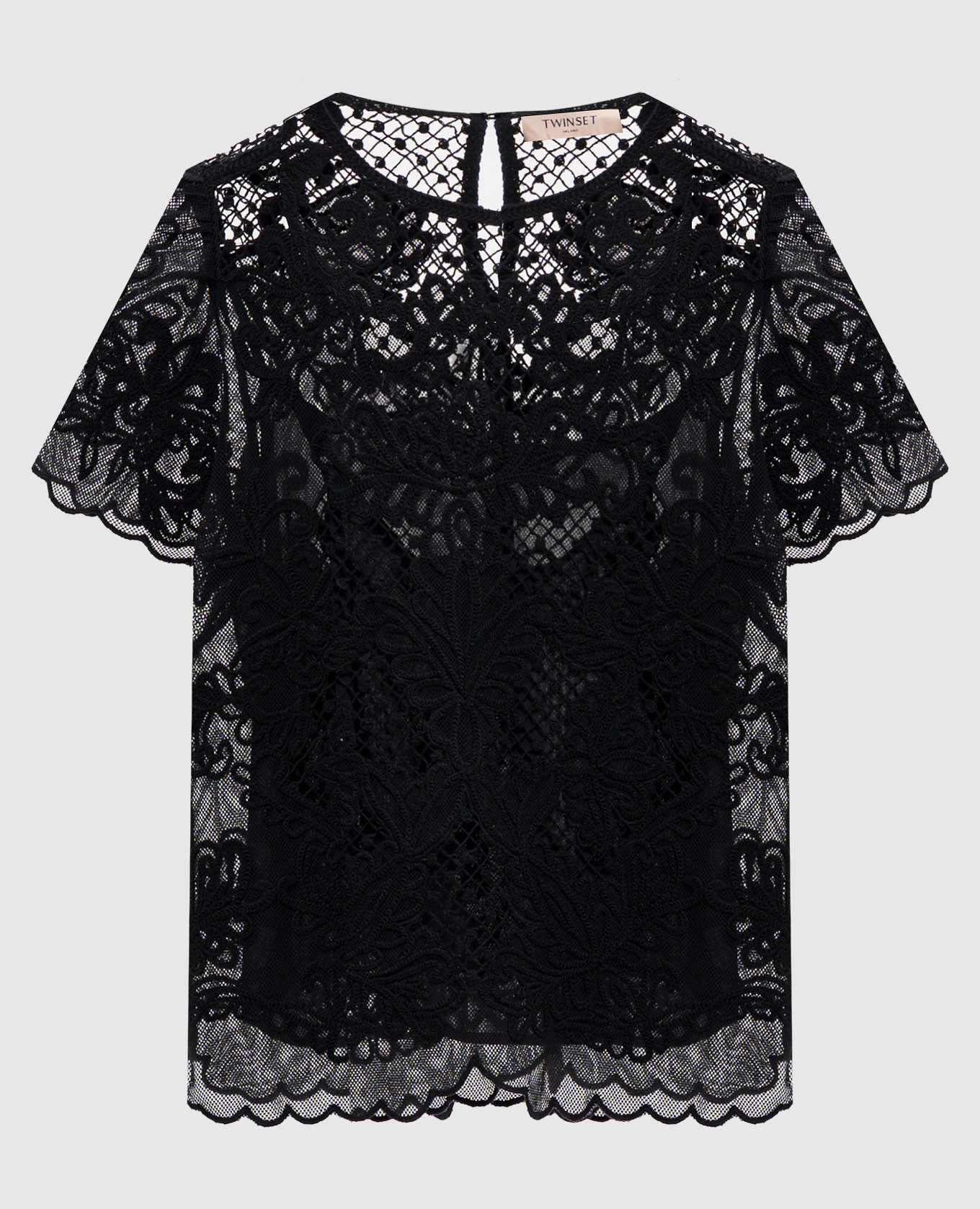 Черный топ с вышивкой