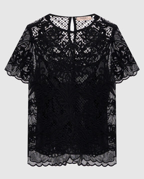Twinset Чорний топ з вишивкою 261TP2581