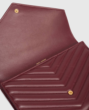 Saint Laurent Бордовая кожаная сумка-клатч с монограммой логотипа 759533AAA44