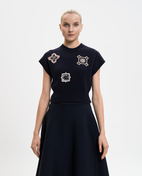 Max Mara Синій светр MXMANFORA з короткими рукавами MXMANFORA