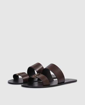 Saint Laurent Коричневі шкіряні шльопанці BABYLONE 863524DWETT