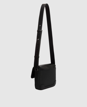 Serapian Чорна шкіряна сумка-месенджер з логотипом SRSTSMML735024ACG2