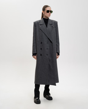 The Attico Сіре двобортне пальто з вовною 260WCC00087WWP001AA
