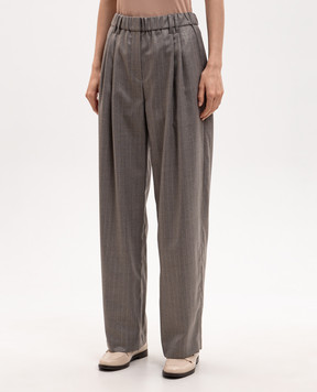 Brunello Cucinelli Сірі штани з вовни з люрексом MP189P9253
