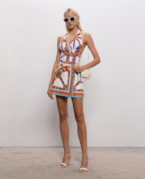 Dolce&Gabbana Белая юбка мини в принт F4DDTTGDDTD