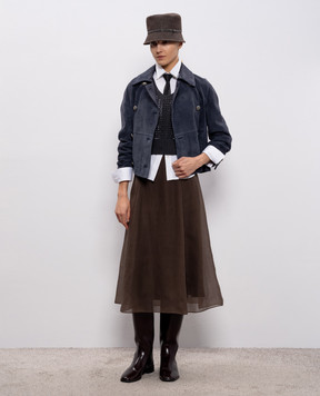 Brunello Cucinelli Синяя замшевая двубортная куртка MPCAI7429