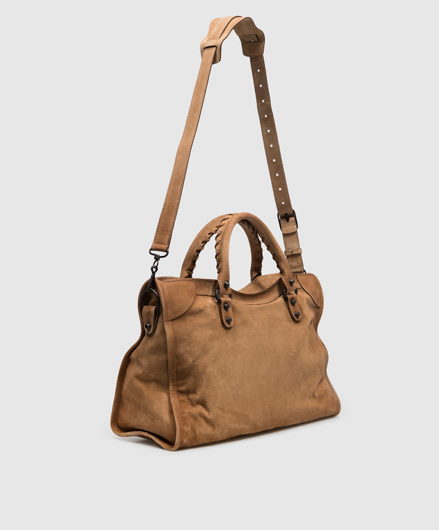 Balenciaga Коричневая замшевая сумка-тоут Le City 8657602ACNH изображение 3