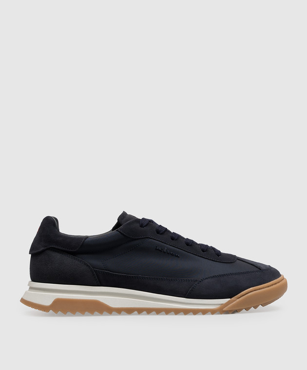 Kiton Синие комбинированные кроссовки с тиснением логотипа USSA514N01532