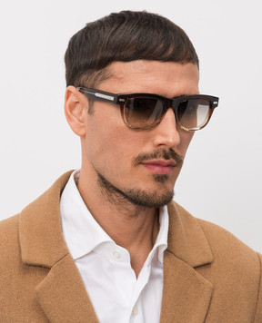 Brunello Cucinelli Коричневые солнцезащитные очки Stanley J с гравировкой логотипа MOCSTEMS17
