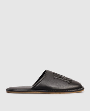 AMIRI Чорні шкіряні капці з нашивкою емблеми AMCSCA1003