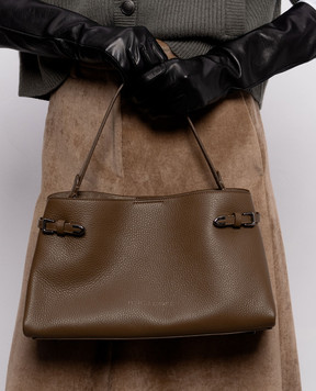 Brunello Cucinelli Коричневая кожаная сумка с тиснением логотипа MBDKB2820