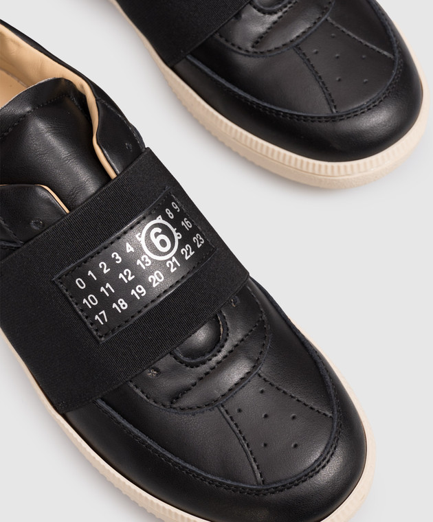 Maison Margiela MM6 Чорні шкіряні кросівки з логотипом 839213638 зображення 5