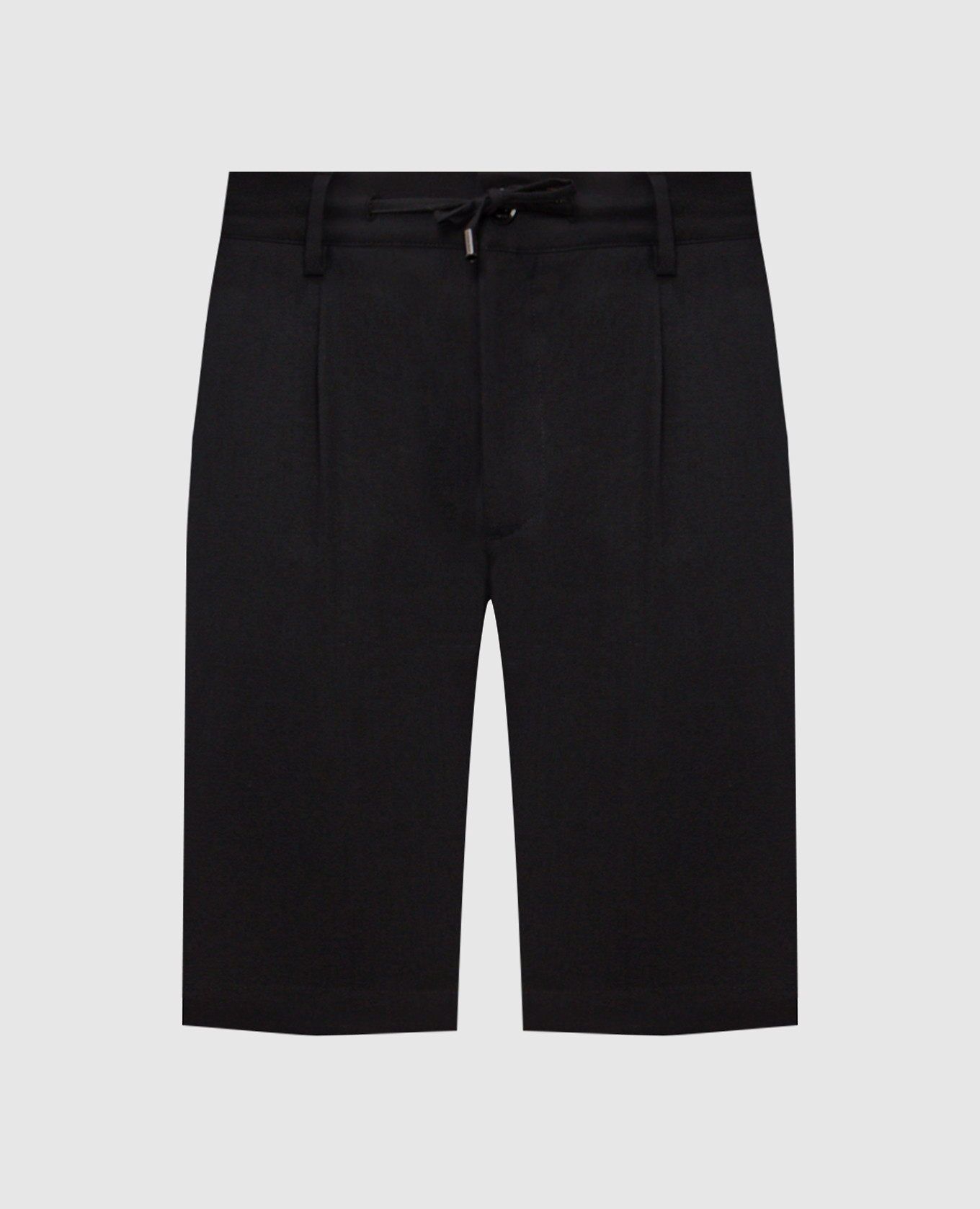 Черные шорты из льна и шерсти