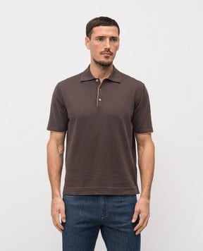 Canali Коричневое поло с шелком MK02465C1198