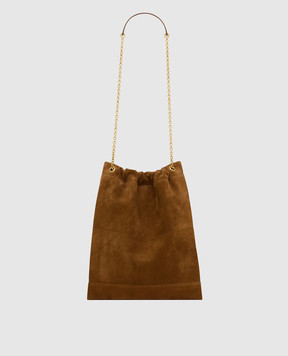 Saint Laurent Замшевая коричневая сумка-кисет JAMIE 7816661U8P7