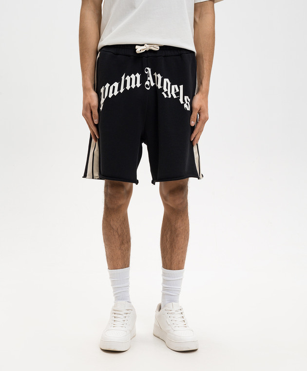 Palm Angels Чорні шорти з лампасами PMCI02DS26FLE001 зображення 3