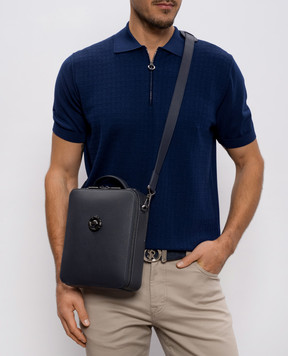 Stefano Ricci Синя шкіряна сумка з емблемою з рутинієвим покриттям ND218GTUMR