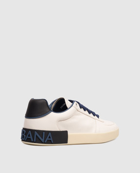 Dolce&Gabbana Білі шкіряні кросівки з фактурним логотипом CS2392A0218