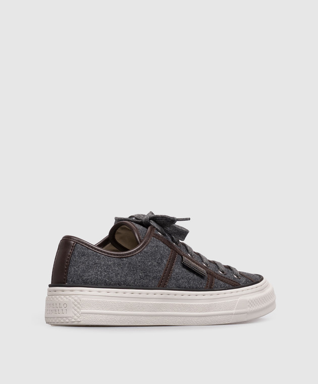 Brunello Cucinelli Серые кеды из шерсти MZ38G3328P изображение 3
