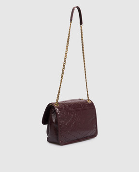 Saint Laurent Бордовая кожаная глянцевая сумка NIKI 6331840EN07
