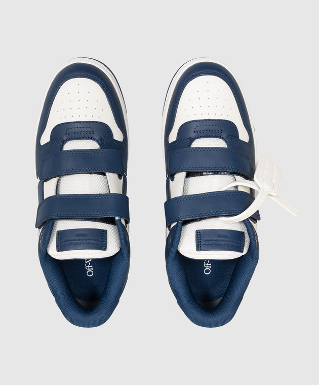 Off-White Детские синие кожаные кроссовки Out Of Office OF06413430 изображение 4