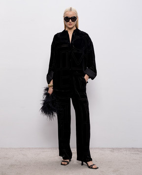 Toteme Черная бархатная блуза с шелком 261WRT0702FB0548